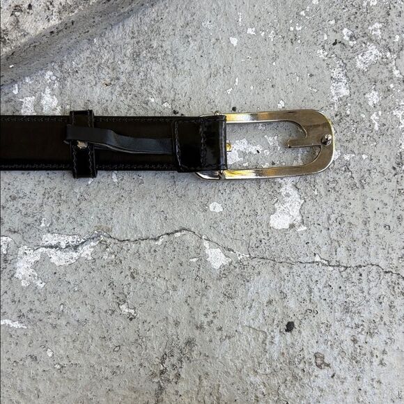 Gucci, vintage black leather skinny belt